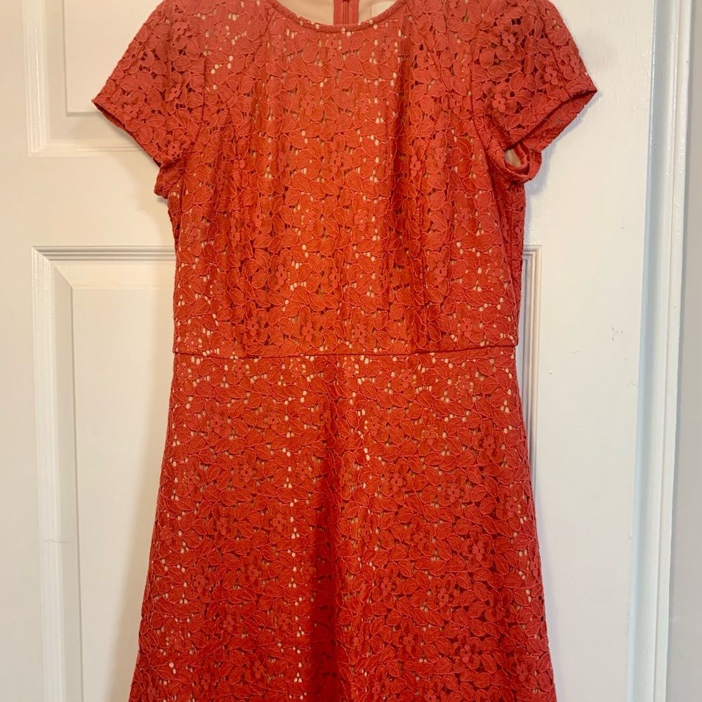 Beautiful red and nude LOFT flower lace dress | size 4